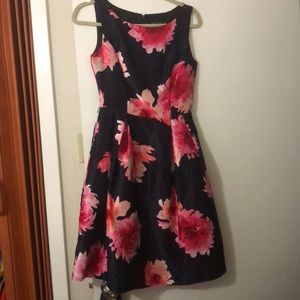 Blue and pink midi dress